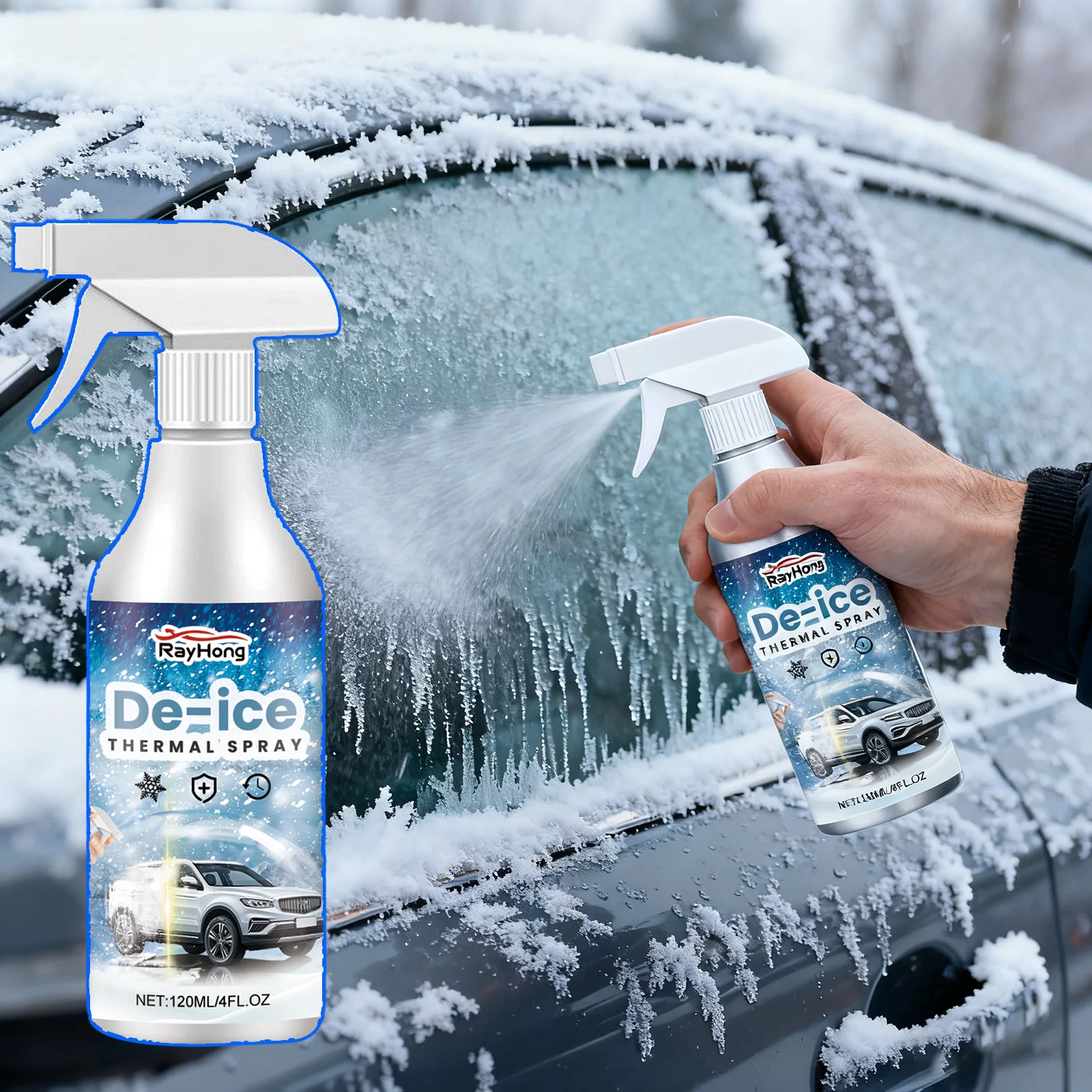 Auto-Windschutzscheiben-Enteisungsspray, schnell wirkender Eis-Schneeschmelzer für Autoschlösser und Fenster, verhindert Frostschutzmittel, unverzichtbares Winterprodukt
