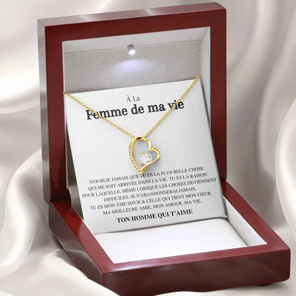 French Love Heart Necklace For Wife Gifts Women Valentine\'s Day Birthday Christmas Gift For My Wife Fashion Jewelry With Box