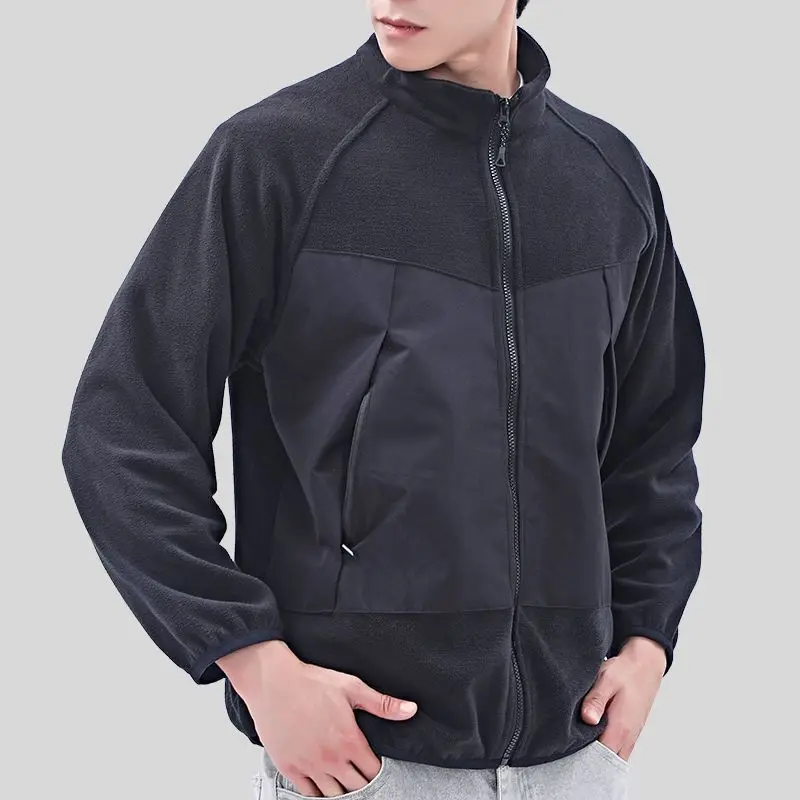 

Мужская плюшевая флисовая куртка, теплая осенне-зимняя повседневная спортивная куртка на открытом воздухе, однотонная куртка с внутренней подкладкой