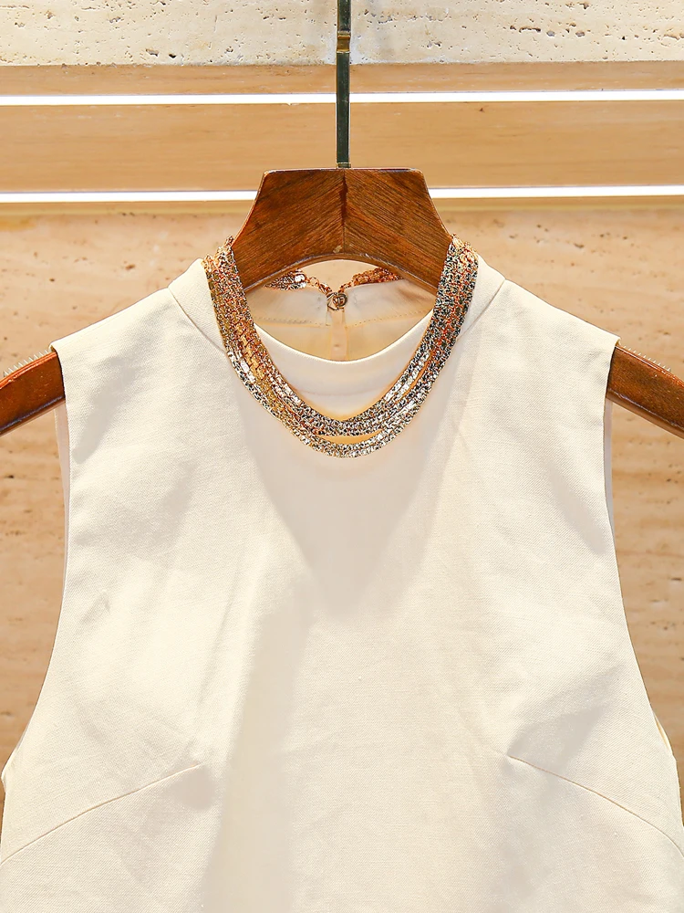 

S Home South Oil High End Women's Summer Casual Chain Svel Vest Top Fem Faion Elements Chain Sle Commute Regular...