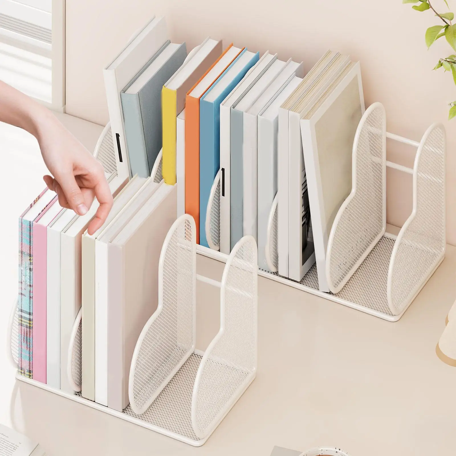

Desktop File Organizer Rack Iron Bookstand Vertical Desk File Organizer Modern Desk Organizer Book Rack for Home School Office
