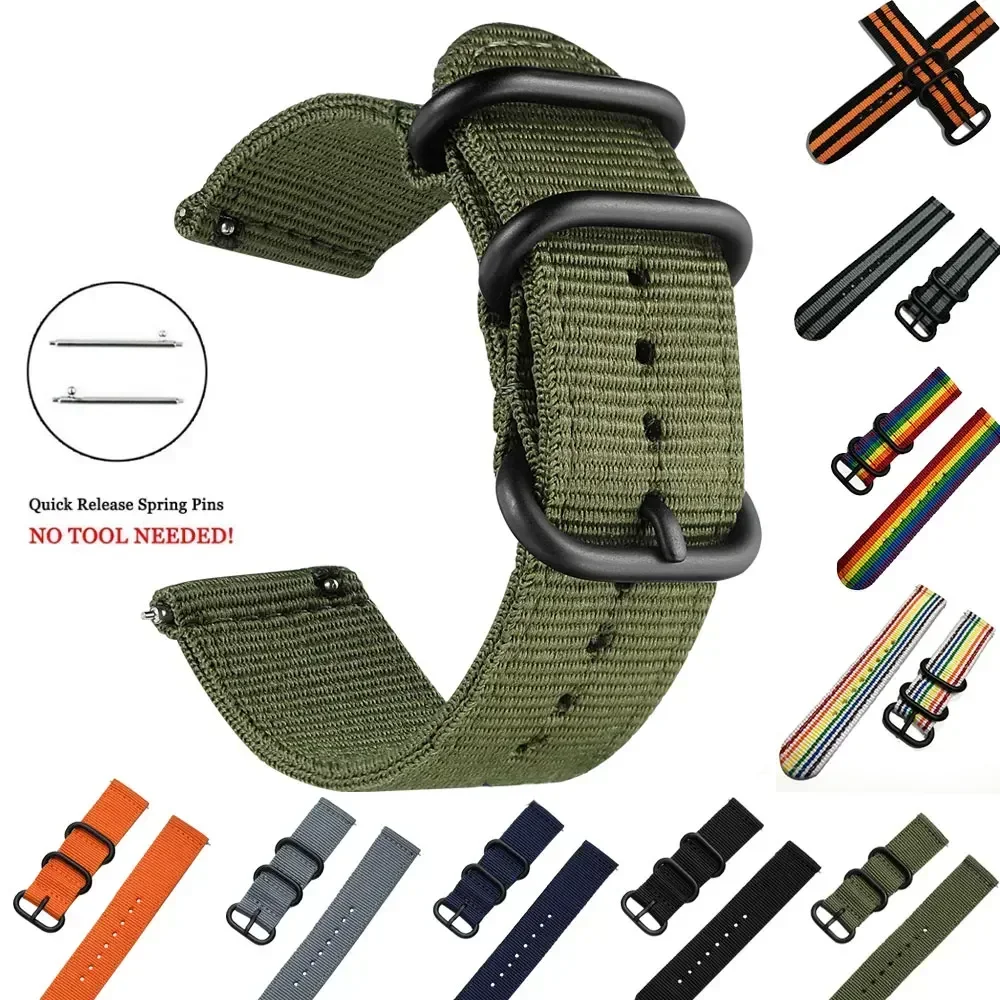 18mm 20mm 22mm 24mm Nylon Fabric Watch Bands Sport Strap For Samsung Galaxy Watch 3 Band Bands Amazfit GTR GTS Huawei GT2