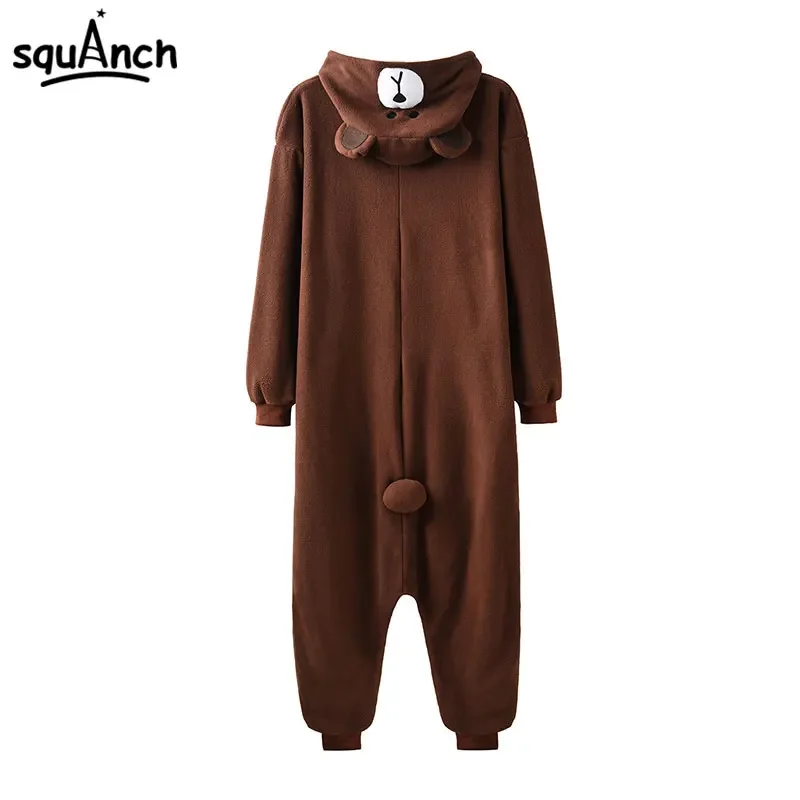 Animal Onesie Plus XXL Bear Kigurumis 150-190 Cm Adult Women Men Pajama Sleep Overall Polar Fleece Zipper Jumpsuit