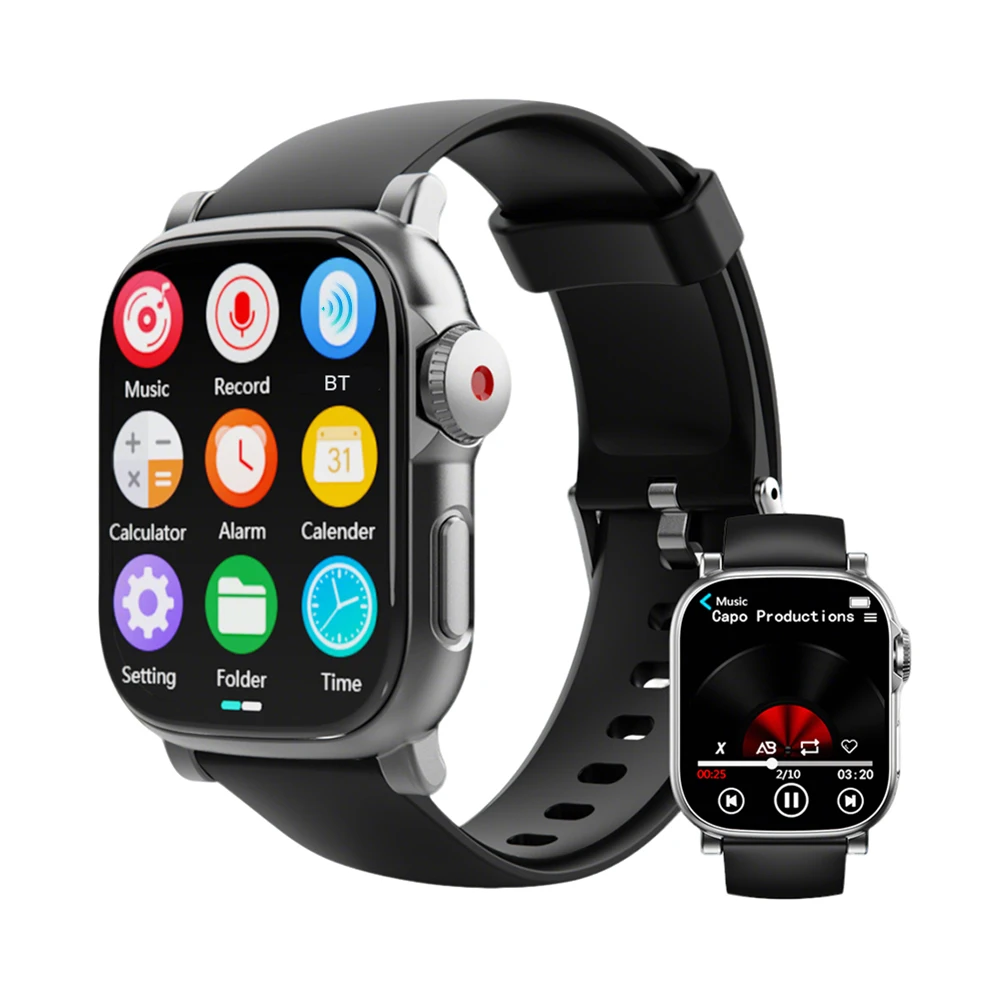 

MP3 Player Watch BT 5.4 Touch Screen Music Player Built-in Speaker Voice Recorder for Sports Running & Gym