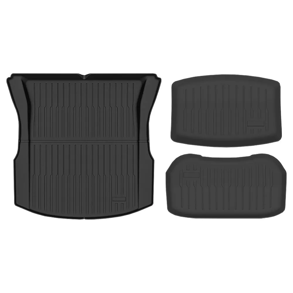 For Tesla Model 3 Highland 2024 Floor Mats TPE All Weather Trunk Mats Waterproof NonSlip Front Rear Cargo Liner Left Rubber Pad