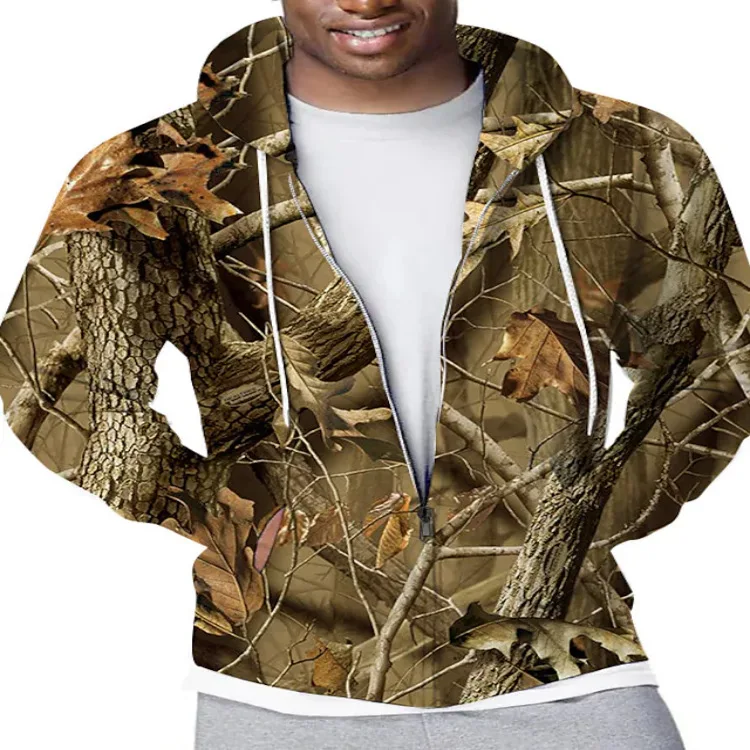 Sudaderas con capucha con estampado 3d de camuflaje para jungla, sudaderas con cremallera para hombres y mujeres, Sudadera con capucha de gran