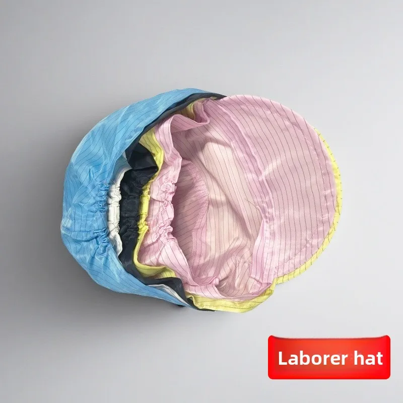 ورشة عمل خالية من الغبار، قبعة عامل كبيرة، قبعة عامل صغير، قبعة عامل مضادة للكهرباء الساكنة، قبعة عمل للمبيعات المباشرة من المصنع للأغذية باللون الأزرق والأبيض #3