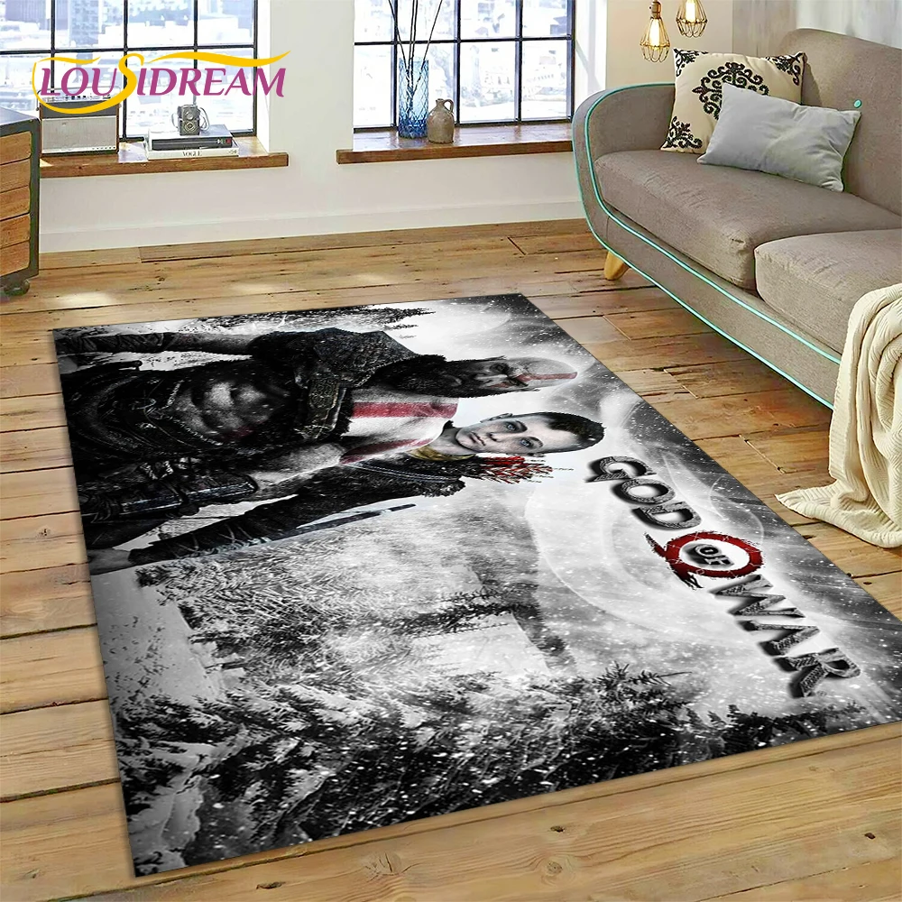 

God of War Games Kratos Cartoon 3D Carpet Rug for Bedroom Living Room Home Sofa Decoration,Children Game Large Decor Floor Mat