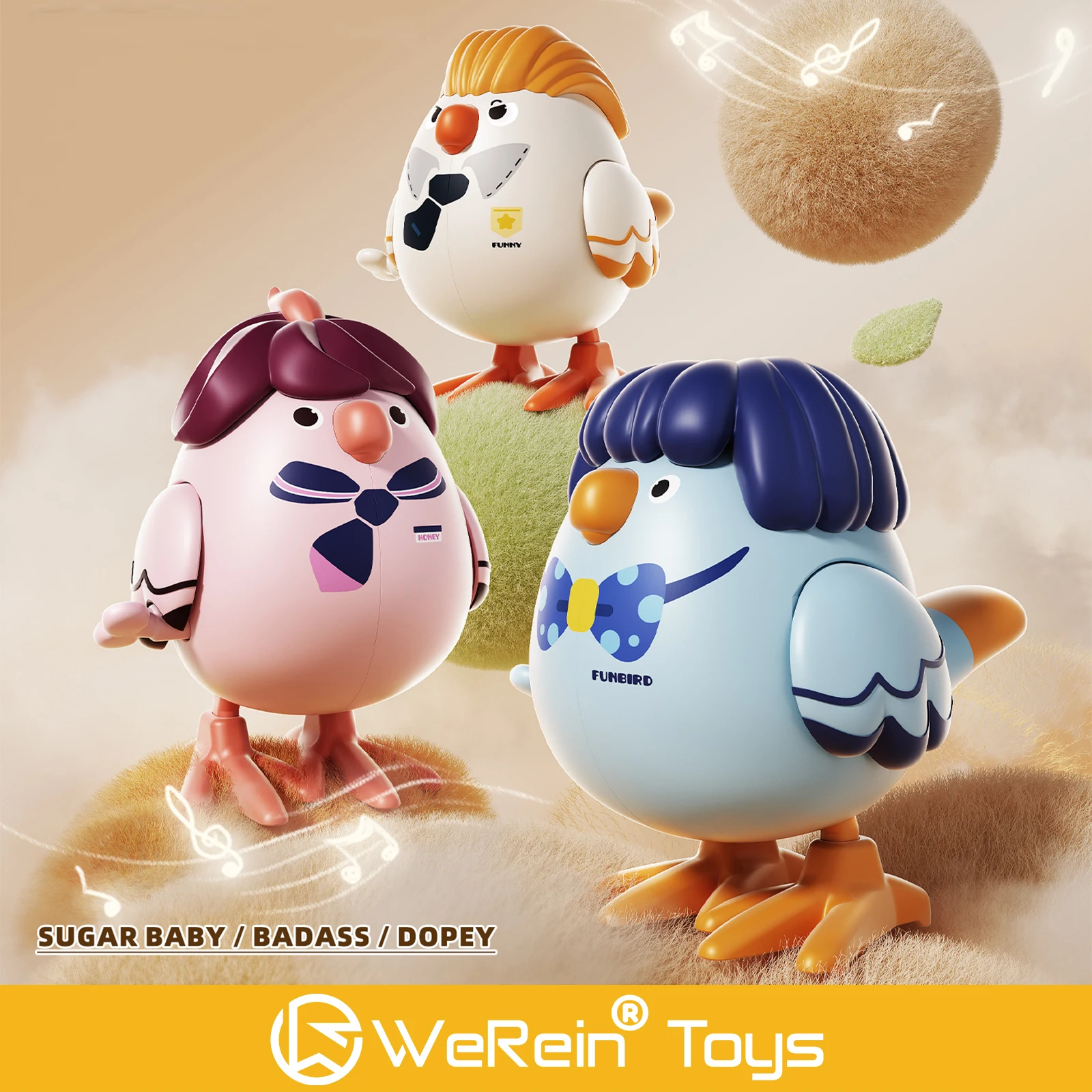 

Расслабляющая заводная игрушка-птичка со сменными прическами для снятия стресса у детей