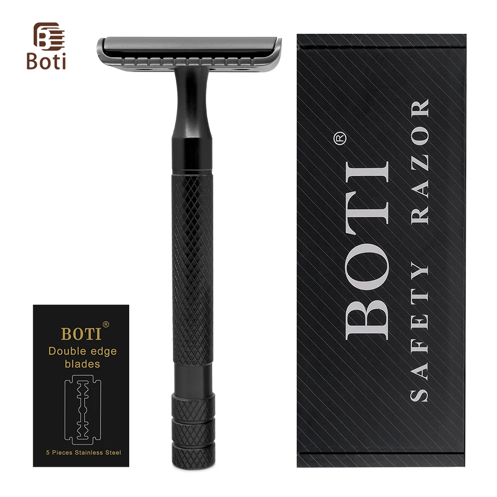 Boti Razor Classic Double Edge Safety Razor for Men's Shaving&Women's Hair Removal 5 Shaving Blades Manual Shaver