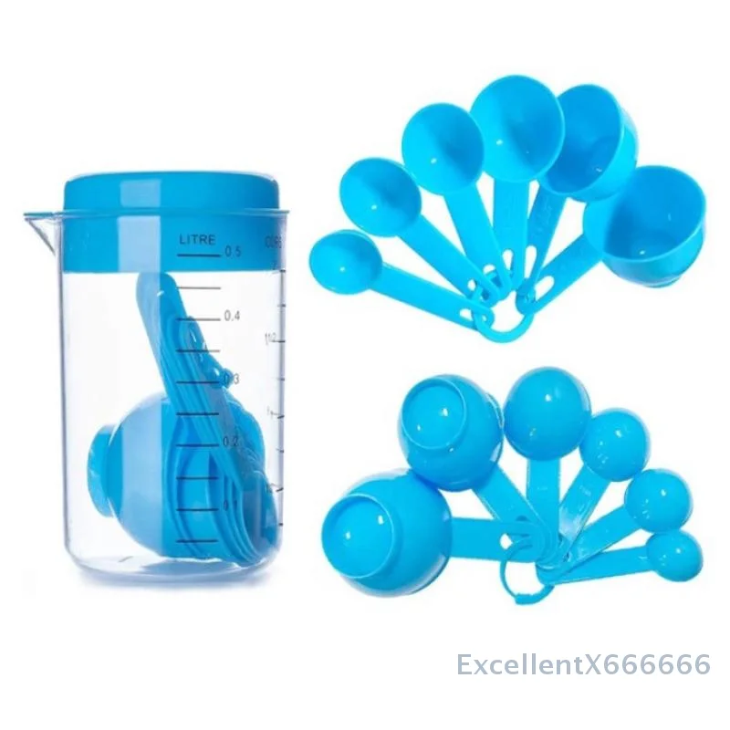 

5Pcs Salt Oil Spoon With Measuring Cylinder Measuring Spoon, Measuring Cup Set, Plastic With Scale 500ml Baking Tool