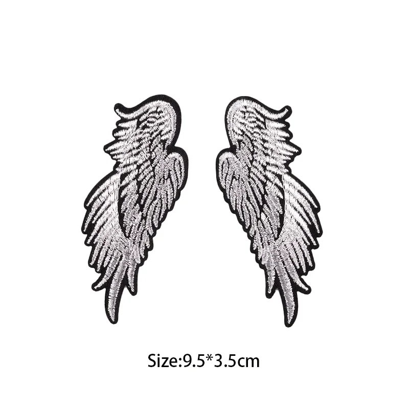 1 Pairs Gold Silver Angel Wings Patch DIY Embroidery Patches for Clothing Stripes Badge For Jacket Ironing Sew Clothes Stickers