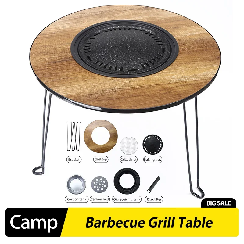Table de barbecue pliable et portable sans fumée pour l'extérieur, patio, barbecue coréen, table de camping pour les voyages en voiture