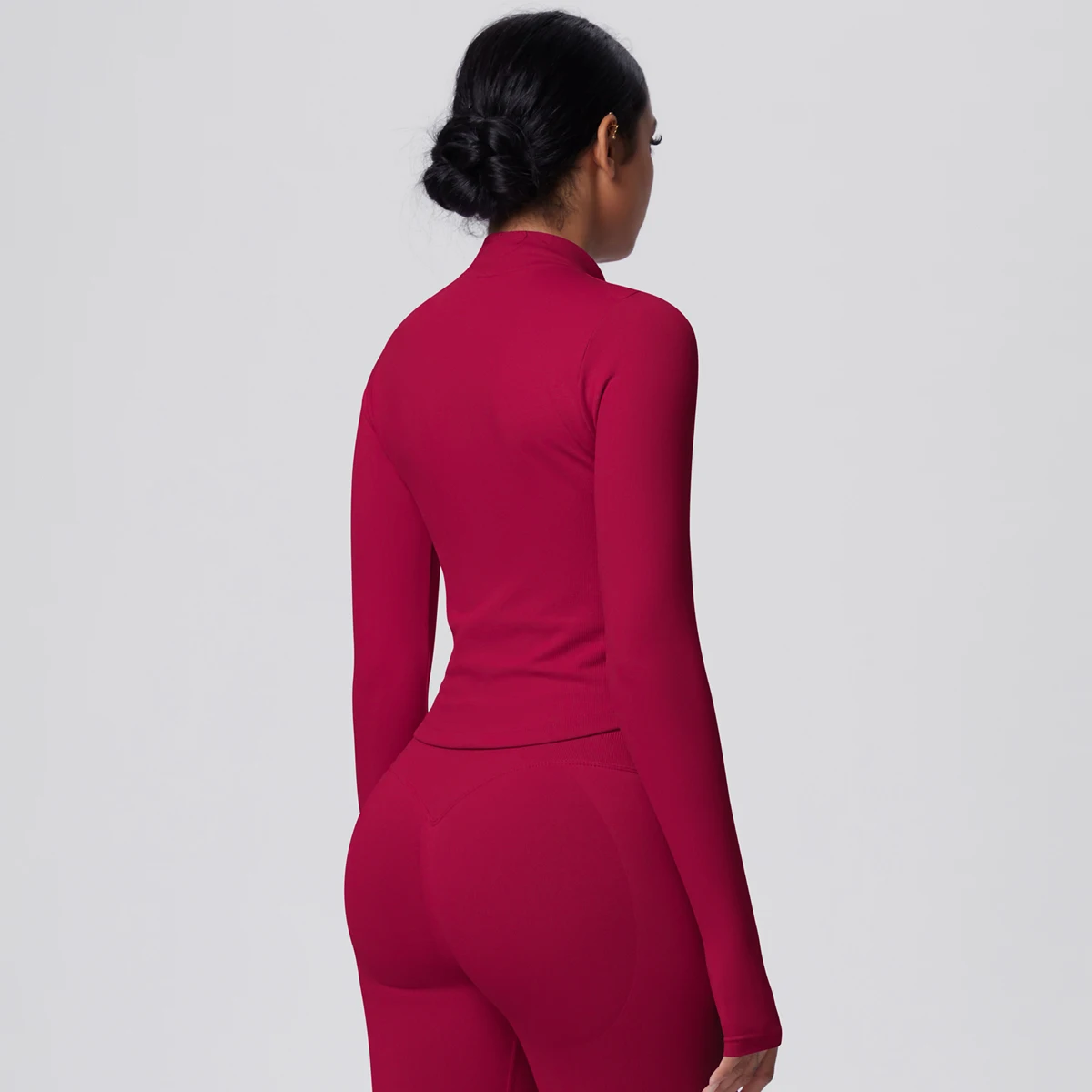 Quick-Dry Solid Color Yoga Zipper Long Sleeves Sports Top Slim Casual Breathable Yoga Coat Women Fitness Yoga Gym Sports Top