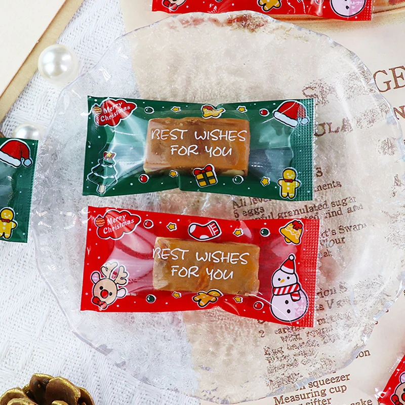 100 ชิ้นคริสต์มาส Hot Seal ถุงขนมสําหรับ Handmade Candy Nougat บิสกิตบรรจุภัณฑ์ XmasNew Year Party ตกแต่ง
