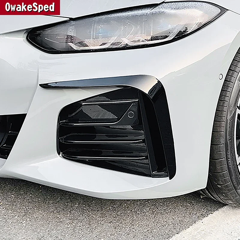 For BMW 4 Series G26 M Sport 2020-22 Car Front Headlight Air Knife Spoiler Frame Trim Strips Exterior Accessories Carbon Pattern