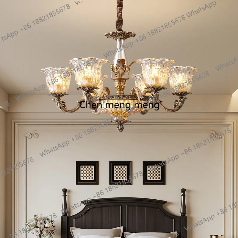 

Цельномедный винтажный американский подвесной светильник для гостиной, роскошный латунный хрустальный светильник премиум-класса для спальни, кабинета, столовой