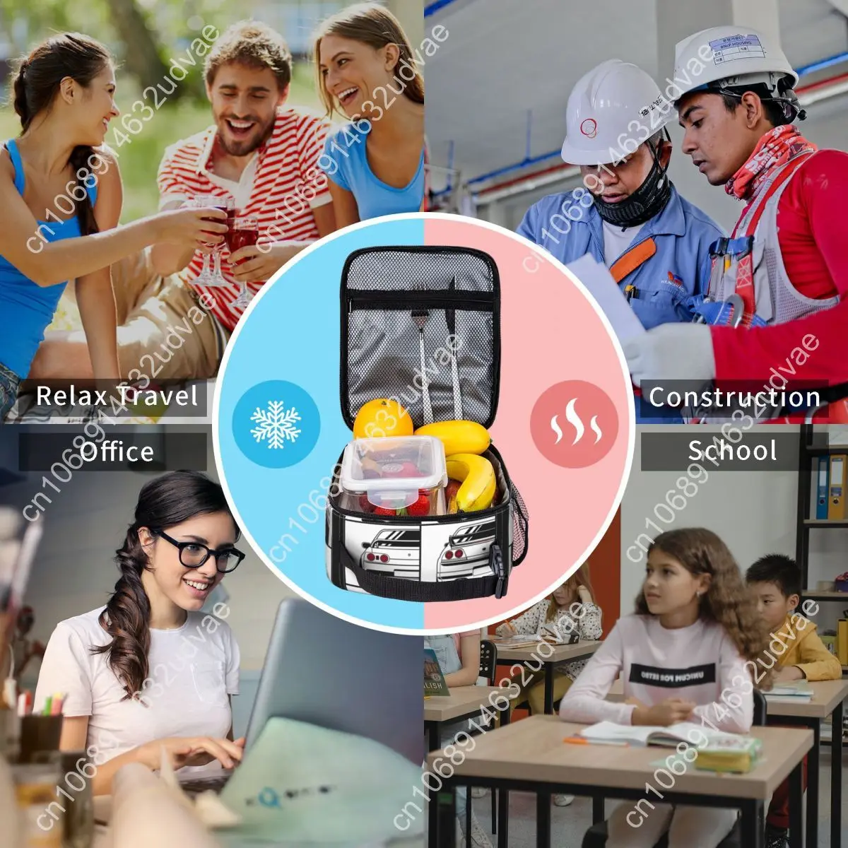 Skyline History Skyline R32 R34 GTR Insulated Lunch Bag JDM Car Lunch Container Portable Cooler Thermal Bento Box Work