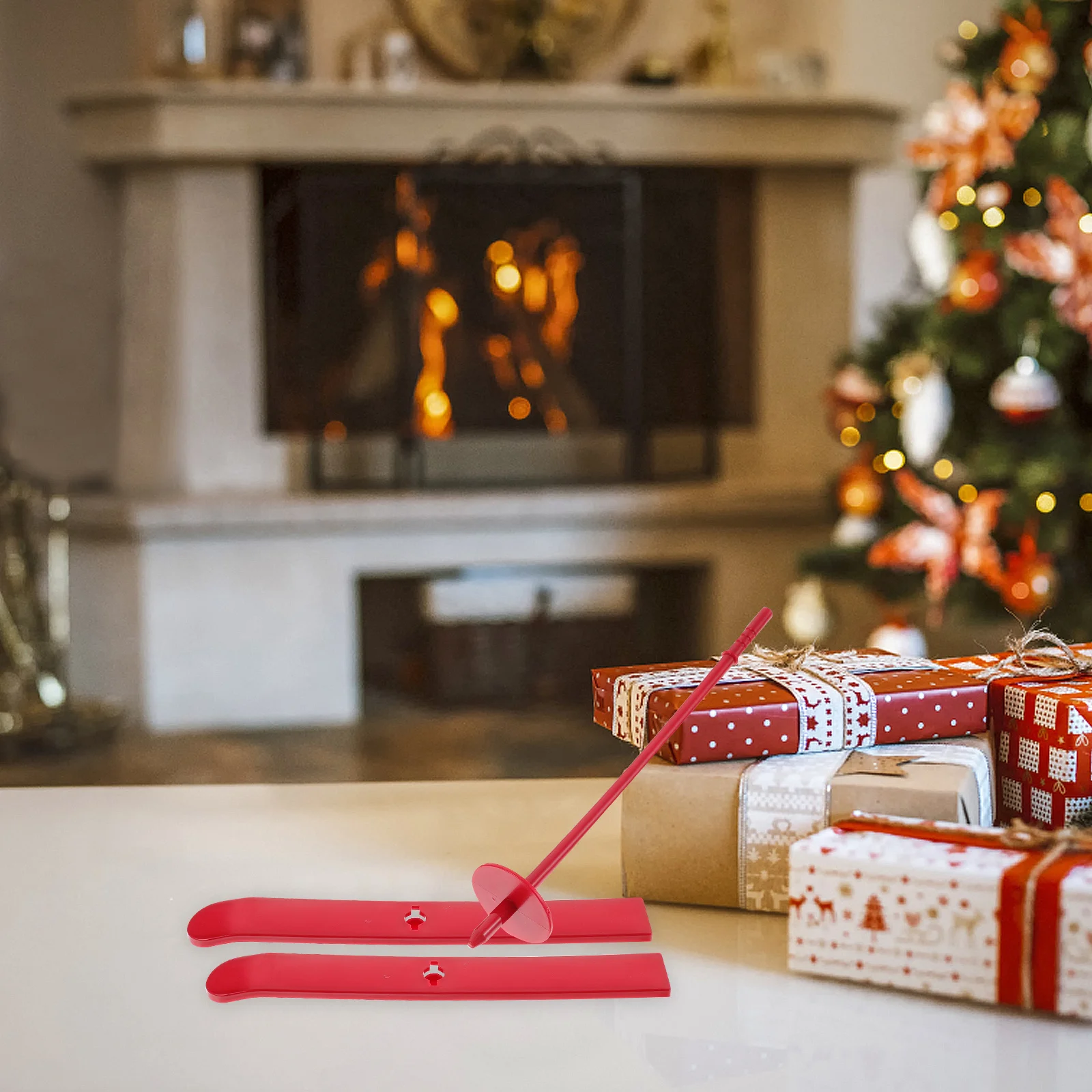 مجموعتان من ديكور مزلقة عيد الميلاد مصنوع بحرفية رائعة وزلاجات صغيرة لحفلات العطلات وديكور المنزل #4