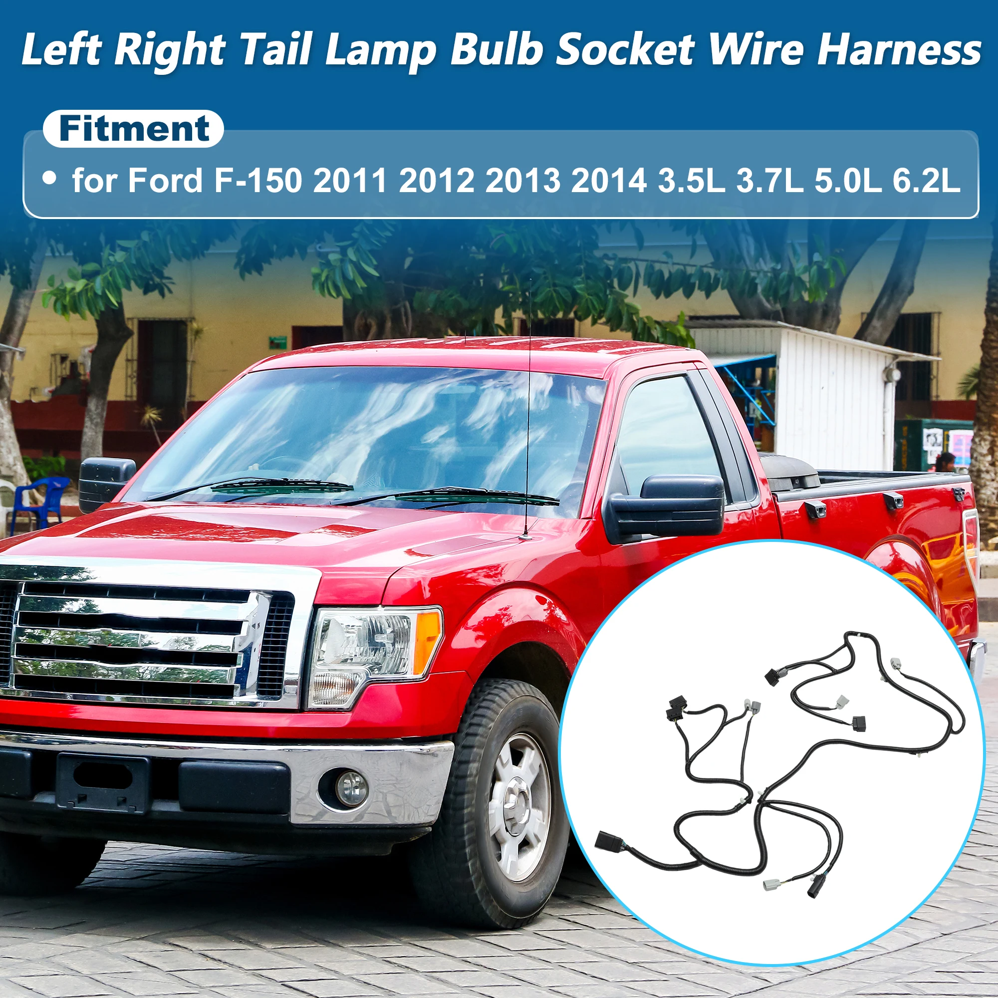 

UXCELL Rear Tail Light Socket Wiring Harness for Ford F-150 2011-2014 BL3Z-13A409-B