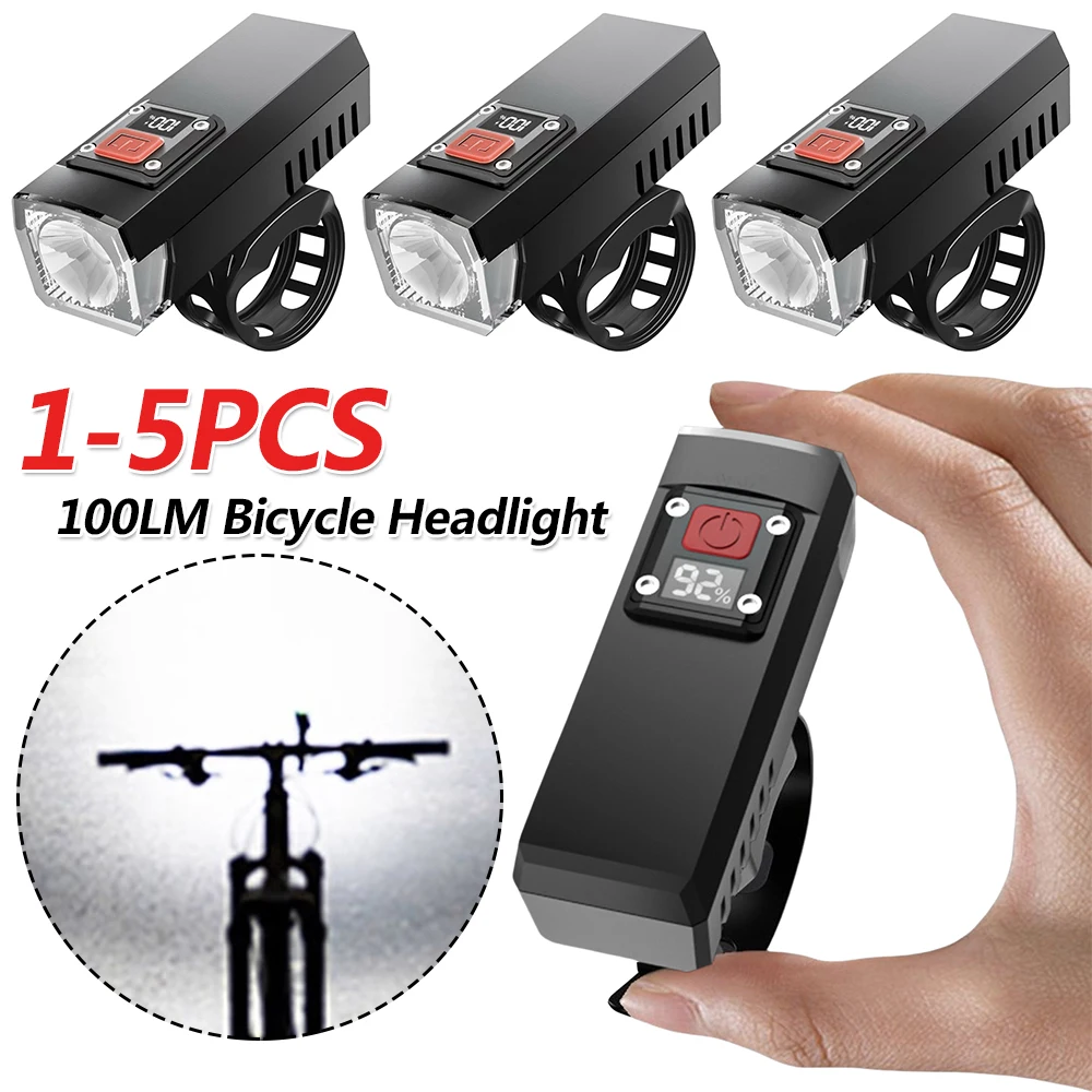 자전거 전면 조명 USB 충전식 슈퍼 밝은 자전거 라이트 전원 디스플레이 야간 라이딩을 위한 고휘도 자전거 손전등