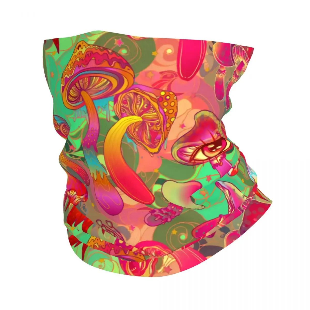 Custom Magic Psychedelic Mushrooms Pattern Trippy Music Bandana Neck Warmer Women Men Winter Hiking Ski Scarf Gaiter Face Cover