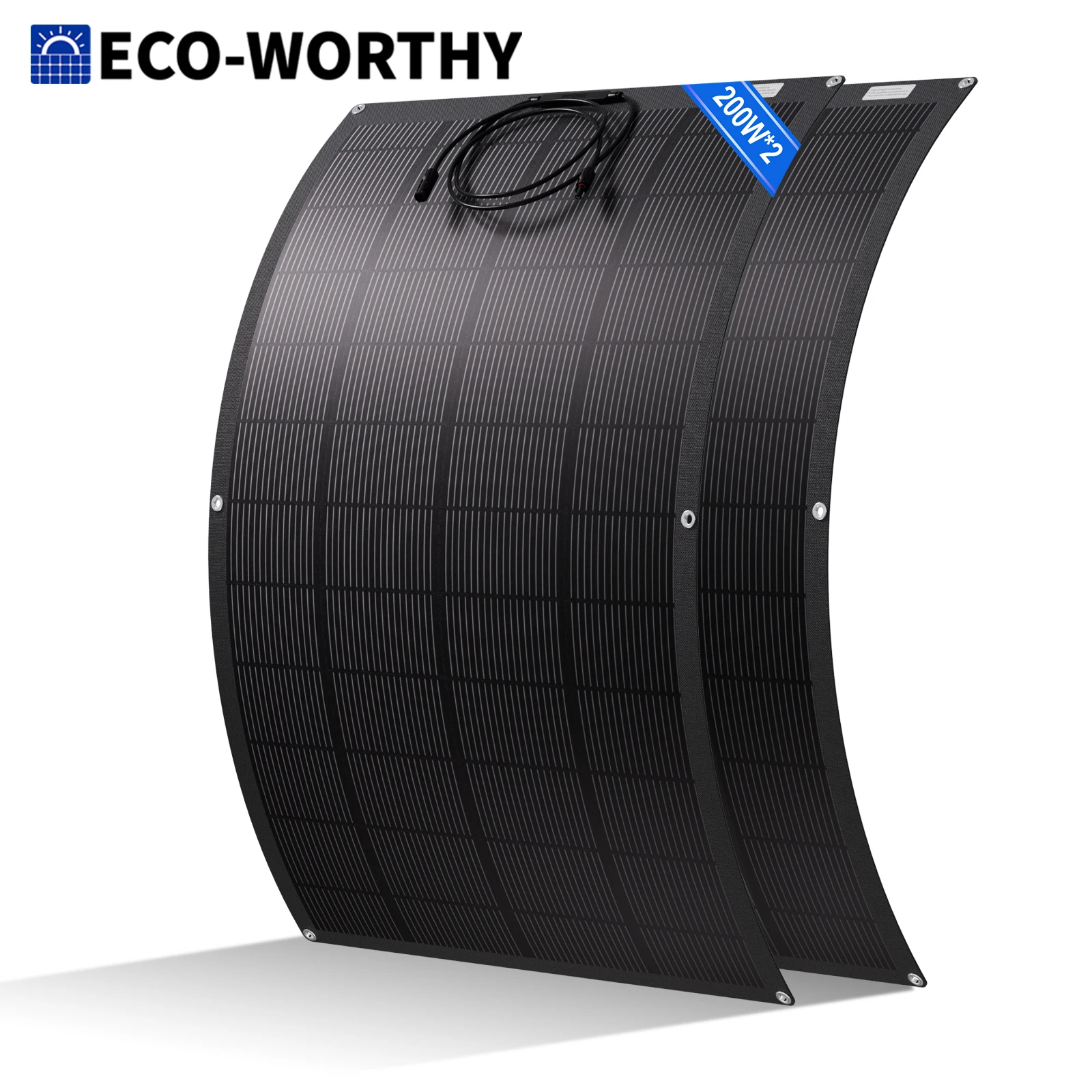 Panneau solaire flexible ECO-WORTHY 400W 24V, matériau ETFE, cellule mono 18BB, conversion élevée de 25 %, pour balcon, camping-car, caravane, bateau, toit