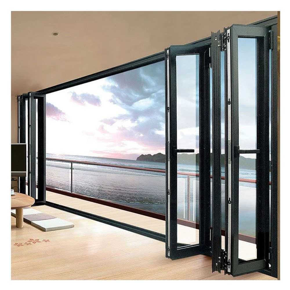 aluminum accordion glass bi folding door exterior sliding bi