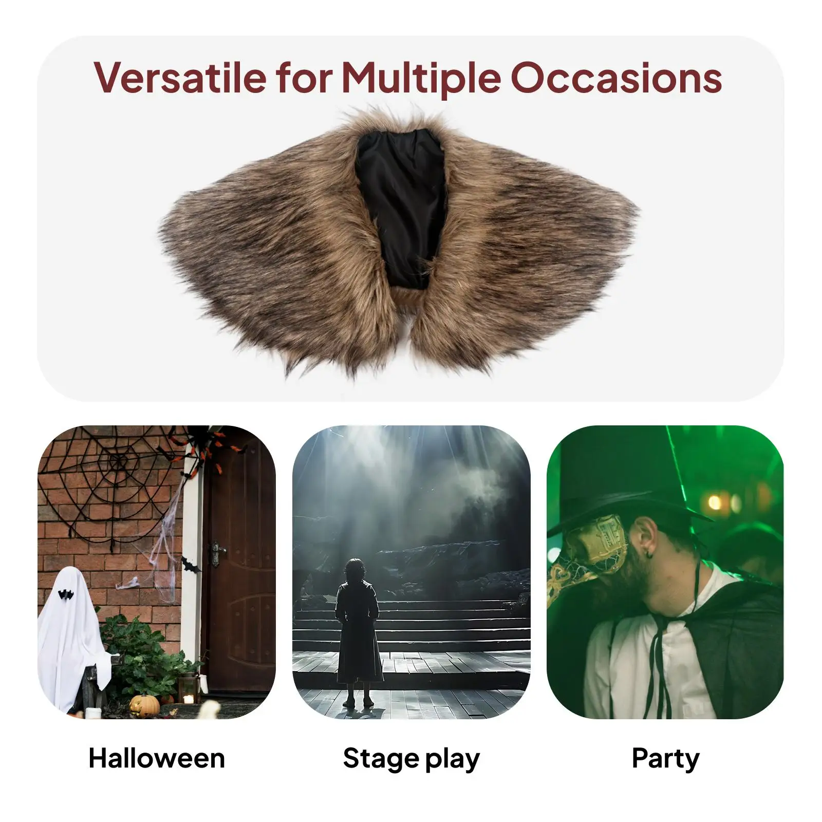 ياقة من الفرو الصناعي للرجال والنساء شال شتوي لفارس العصور الوسطى