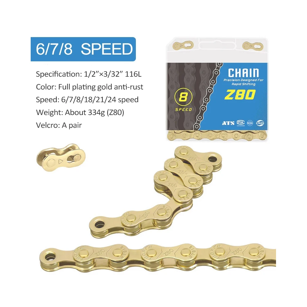 Mountain Bicycle Chain Single/6/7/8/9/10/11/12 Speed Bike Chain Kit Full Electroplated Anti Rust Gold Bike Chain