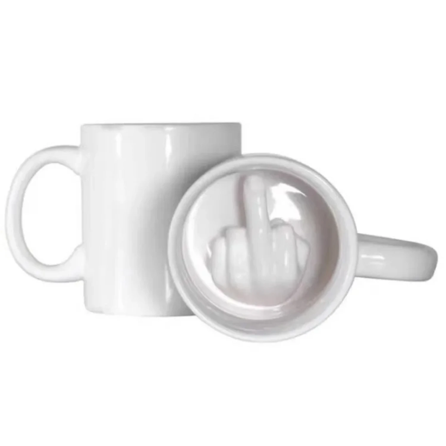 Taza de dedo medio blanca de diseño creativo, taza de café y leche mezcladora de estilo novedoso, Taza de cerámica divertida, capacidad suficiente de 300ml, 1 Uds.