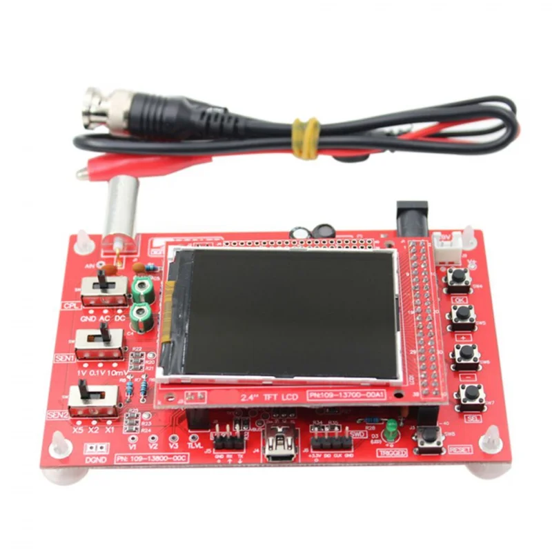 DSO138 Oscilloscope Digital LCD Display with Alligator Probe Test Clip Acrylic Case DIY Open Source with generator xr2206