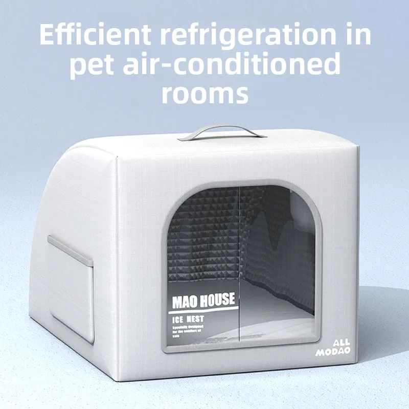 

Summer Cooling Cat House Air Conditioned Pet Shelter for Hot Weather Breathable Ice Cave for Dogs & Cats Portable Cooling Beds