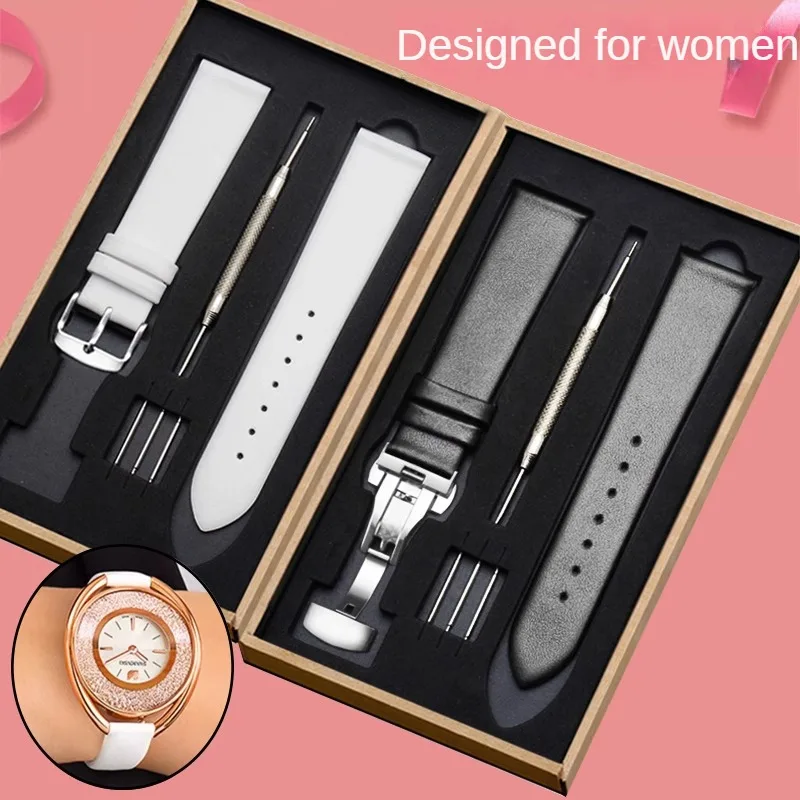 

Ultra-thin Leather Watch Wtrap Substitutes The Losch 5158972 Series Women Flat Straight Cowhide Watchband 12/13/14/15/16/17/18mm