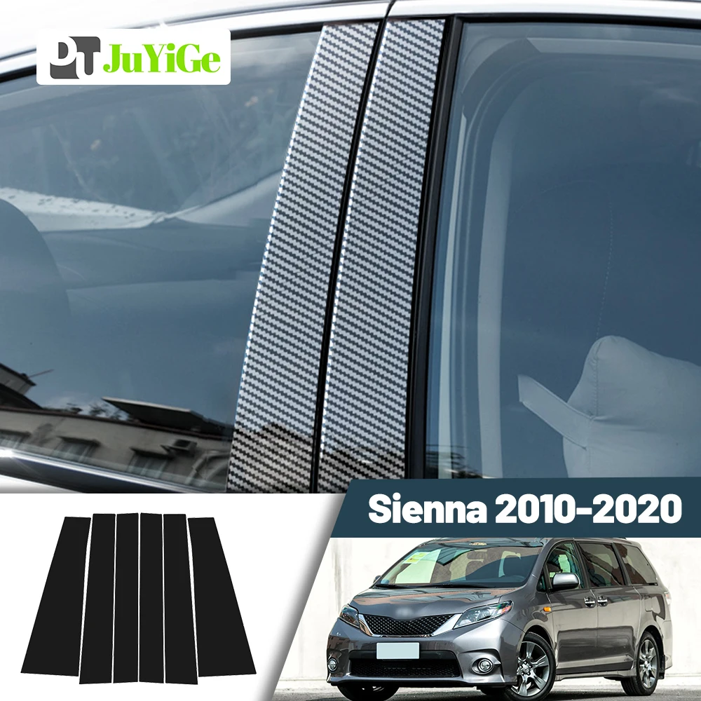 

Glossy Black Carbon Fiber Window Door Deal B C Pillar Post Cover Sticker For Toyota Sienna 2010-2020 2011 2012 2013 2014