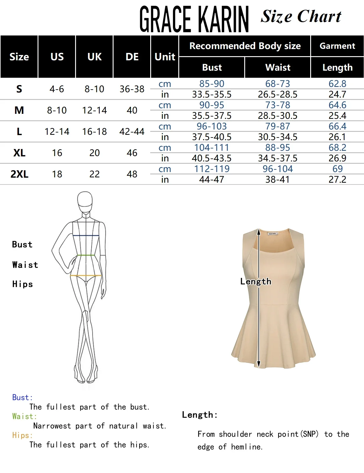 GK Women Contemporary Elegant Peplum Hem Tops Casual Sleeveless Square Neck A-Line Tops With Hidden Zip Soft & Comfortable