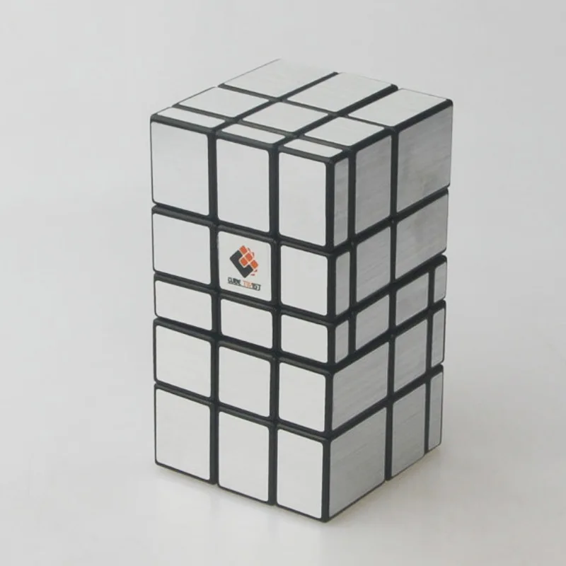 

[Дружество] 345 Зеркальный куб из двух частей, черный фон, серебро 2x3, соединенный ограниченный вращающийся куб-головоломка, игрушка для отдыха, подарок