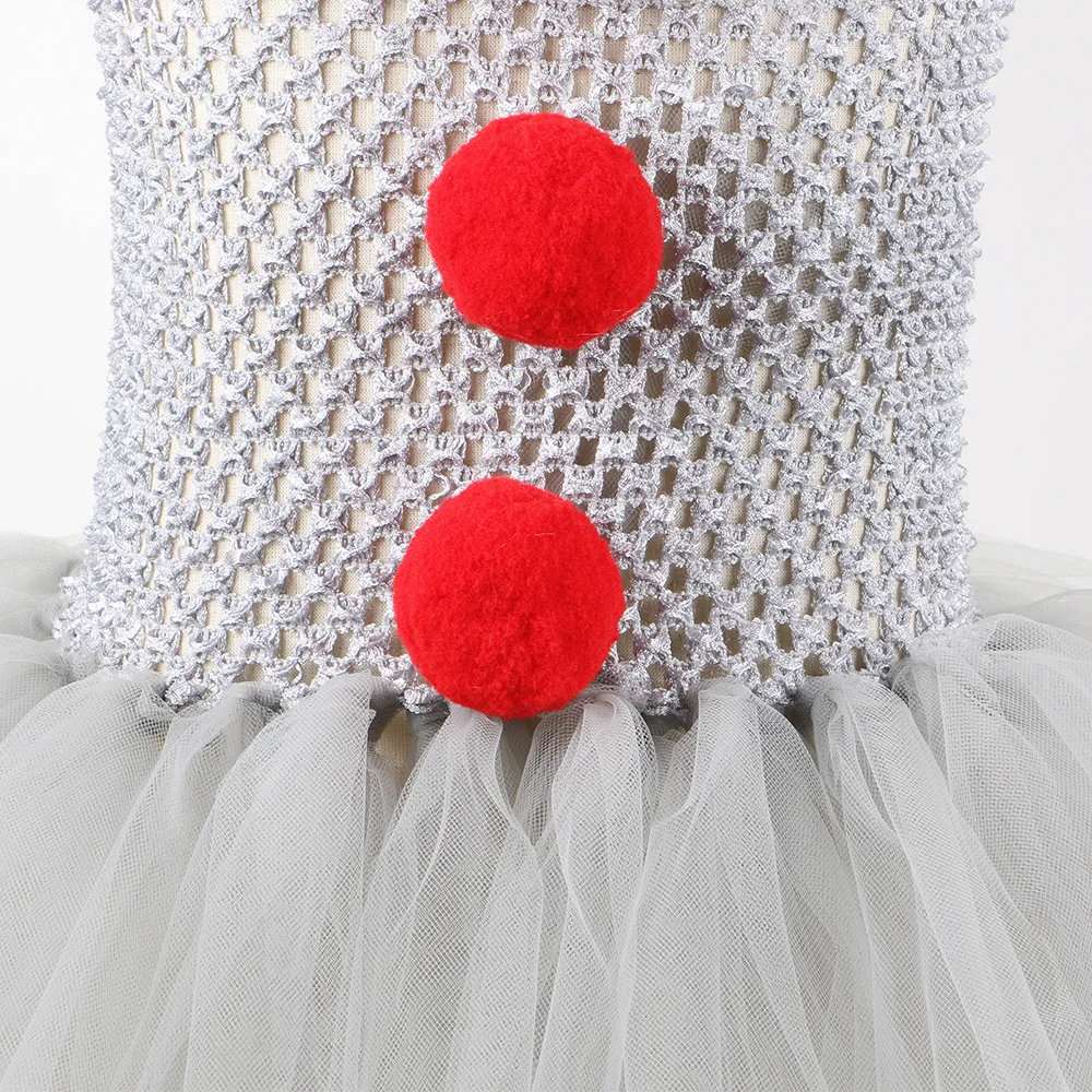 LED Tutu Dress for Girls Pennywise Role Playing Weird Clown Disguise Halloween 2024 It Movie Freak Joker Apparel Kids Nightmare