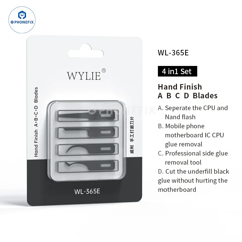 

WYLIE WL-365 Multifunctional Knife Hand Polished Ultra Thin Blade Set Professional Glue Removal Blade CPU IC Pry Knife Tools