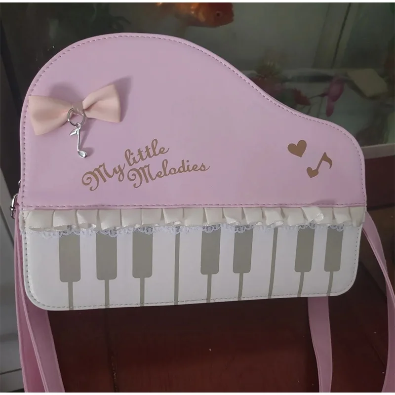 Polka Dot Piano Key Umhängetasche, große Handtasche in Kontrastfarbe, Y2k JK Mädchen-Aktentasche, Damen Wave Point Bowling-Einkaufstasche – Detail 33