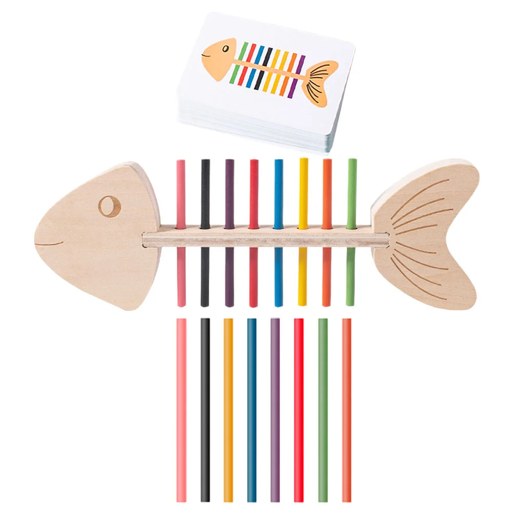 Color Classification Pairing Toddlers Learning Toy Recognition Wooden Fish Bone