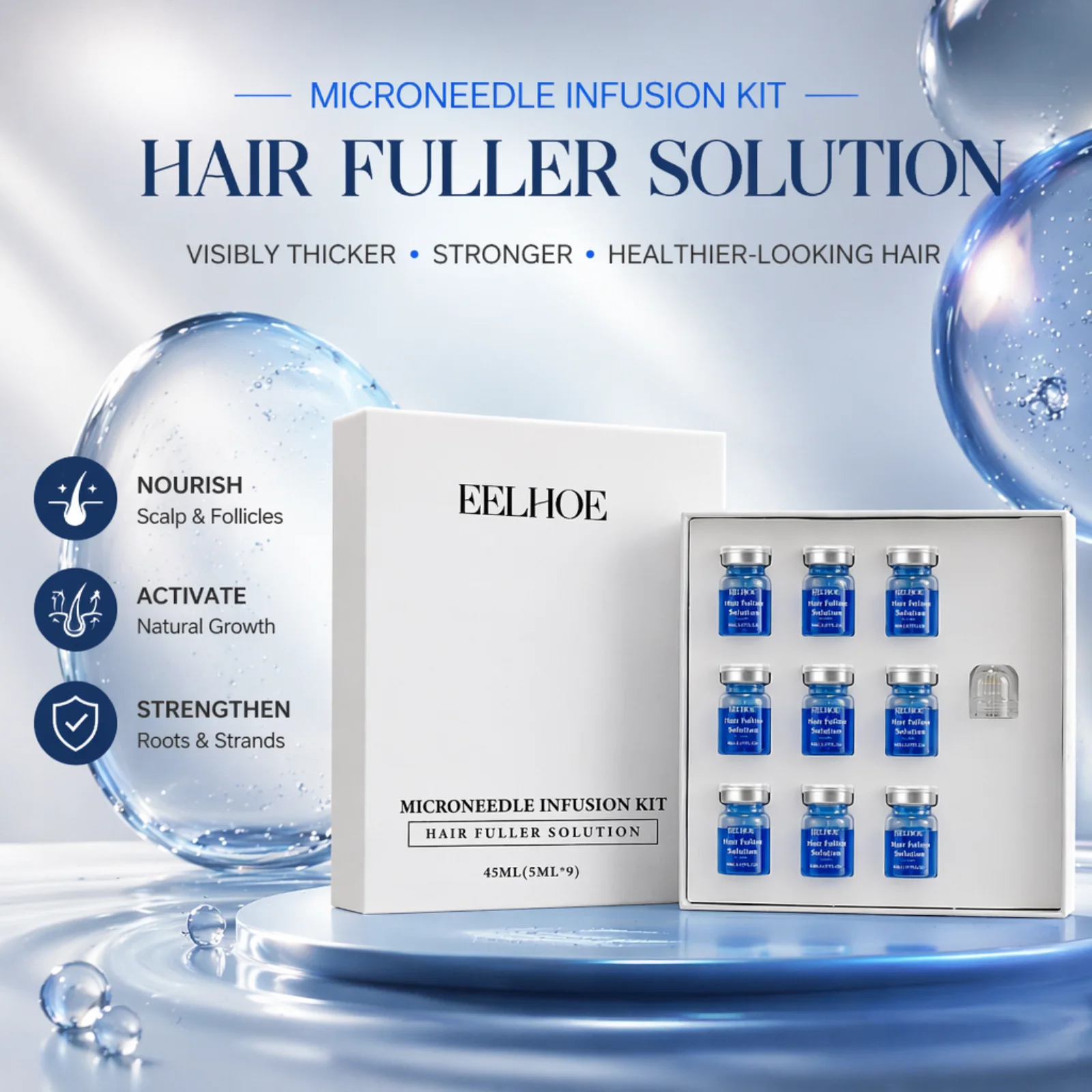 

Micro Hair Regrowth Kit for Fuller, Thicker-Looking, Healthier Hair Solution Scalp Nourishing Serum Scalp Care Kit