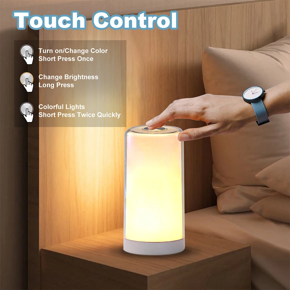 USB Smart Table Lamp WiFi Portable Bedside Lamp Works with Alexa Google Home RGB Night Lights Dimmable LED Nightstand Touch Lamp
