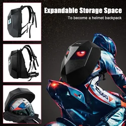 LED Backpack Carbon Fiber The Dark Knight Backpack with Eye Motorcycle Helmet Mochilas Para Motocicletas Waterproof Laptops Bags