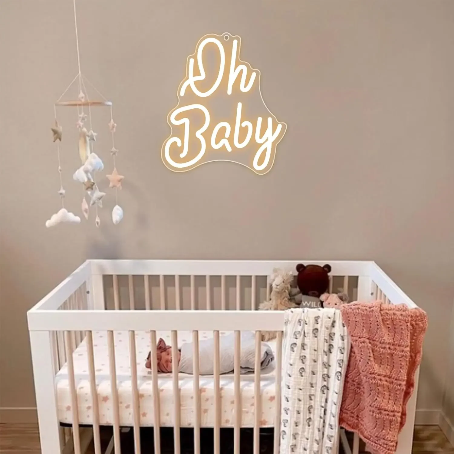 Oh Baby Neon Signs LED Neon Light Wall Decor for Baby Showers Living Room Bedroom Bedside Wedding Birthday Party Gift for Baby