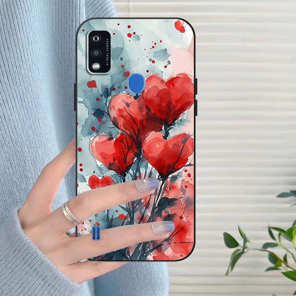 Black Tpu Case For ZTE blade A52 LITE A53 A72 V41 SMART lite plus smart axon 4 lite 4G 5G Valentine’s Day heart