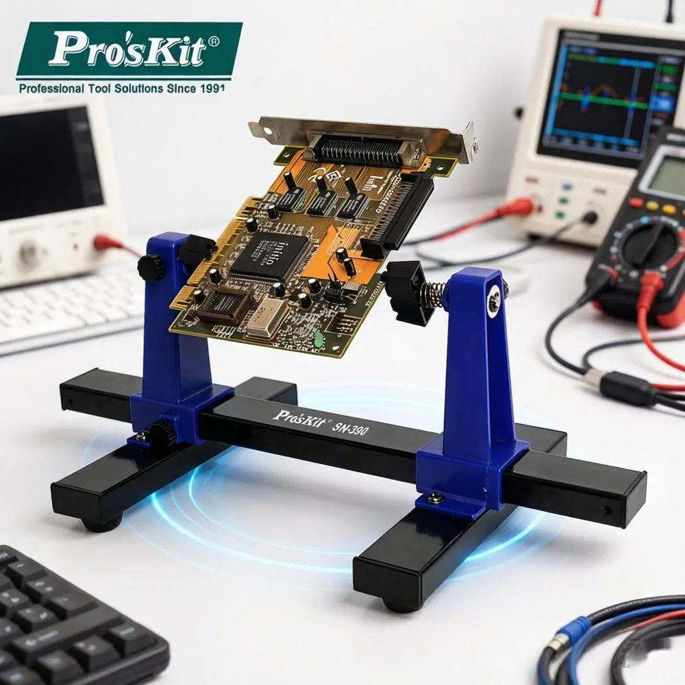 

Pro'skit SN-390 Circuit Board Holder Heavy-Duty with Adjustable Width Non-Slip Soldering Auxiliary Clamp Electronic Repair Tools