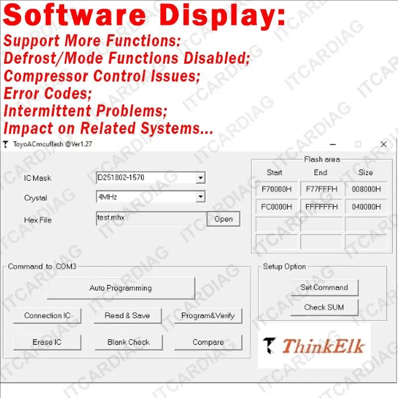 THINKELK ToyoAC Mcu Flash Read Write 251802-1570 CPU IC Programmer for Toyota Lexus Car Air Conditioning AC System Repair Tool