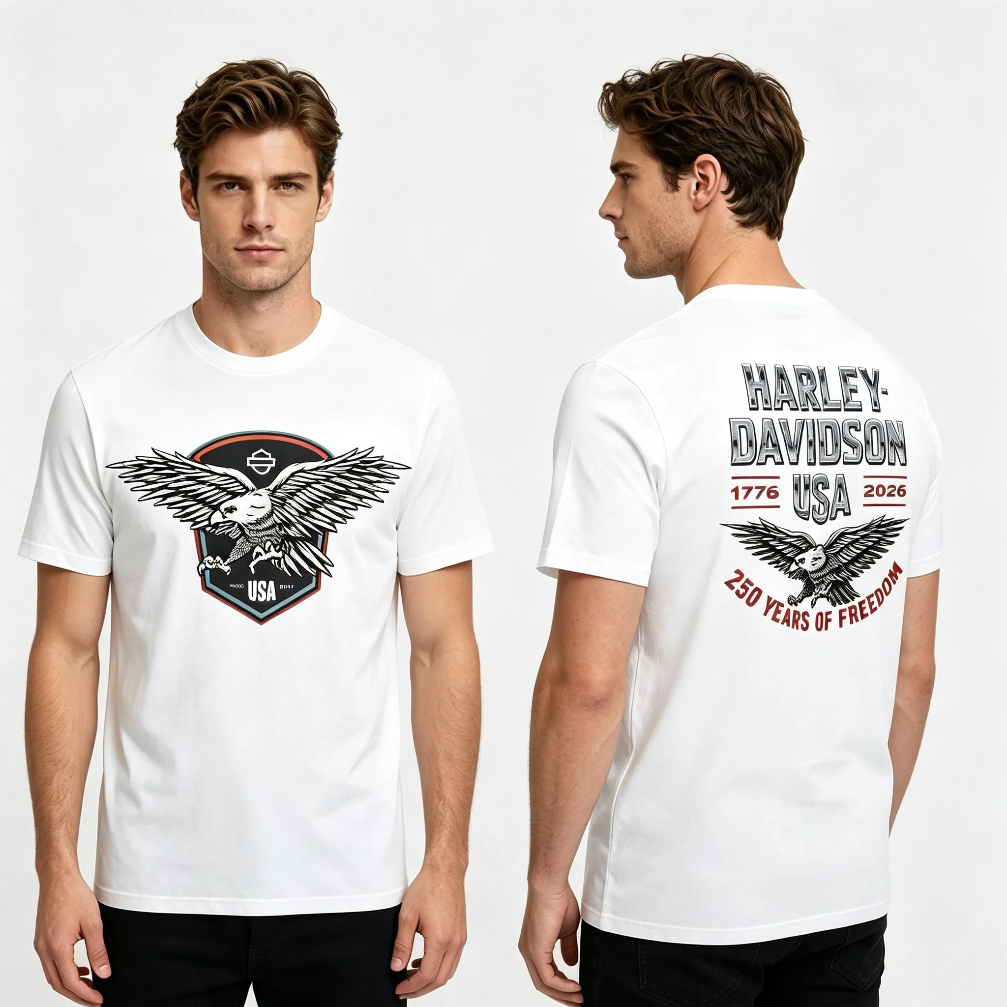 Image of 2026 Harley Davidson Motorrad T-Shirt für Herren und Damen, Lokomotiven-Stil, Baumwolle, bedruckt, kurzärmelig, Freizeit-Outdoor-Oberteil