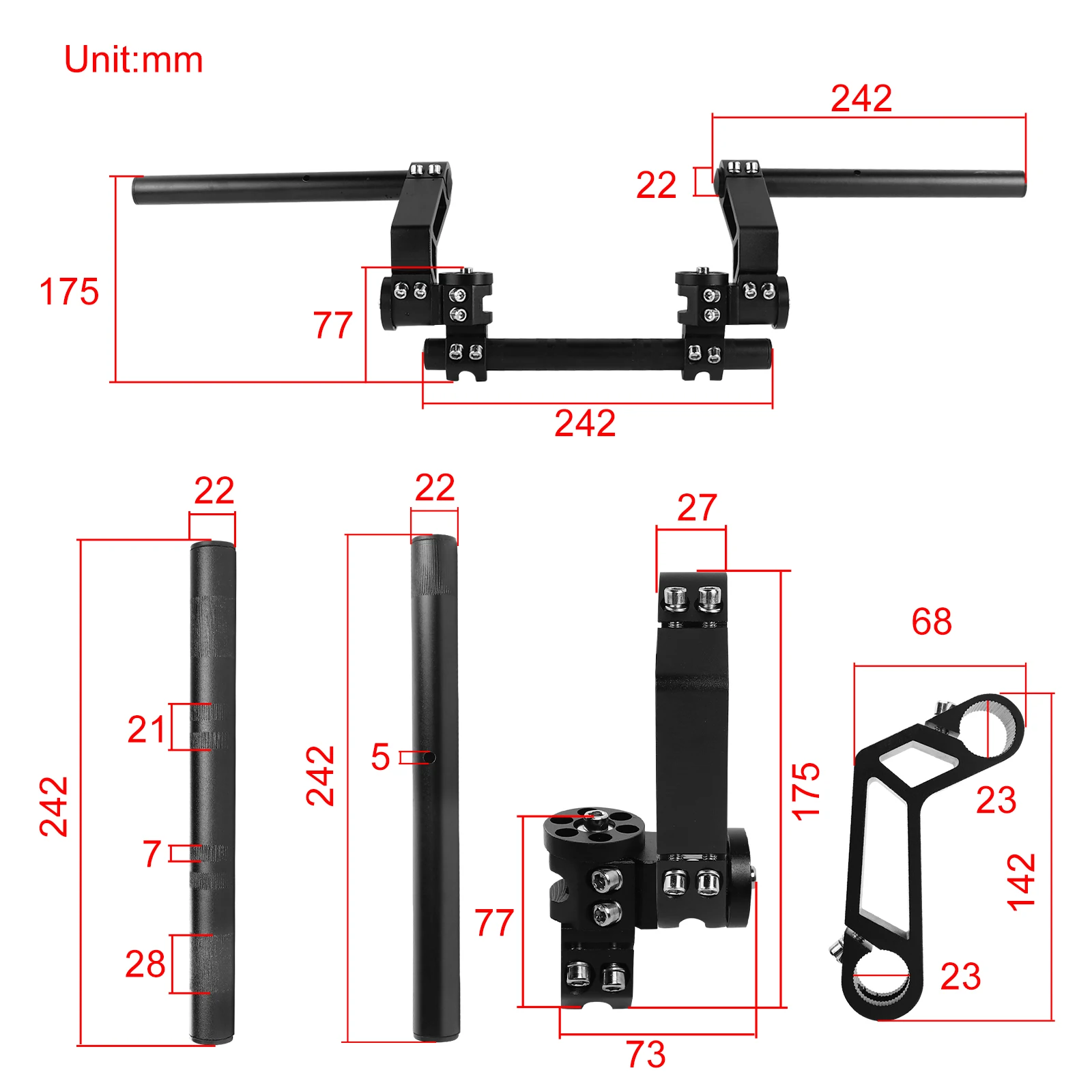 Motorcycle Steering Wheel Handle Bars 7/8\